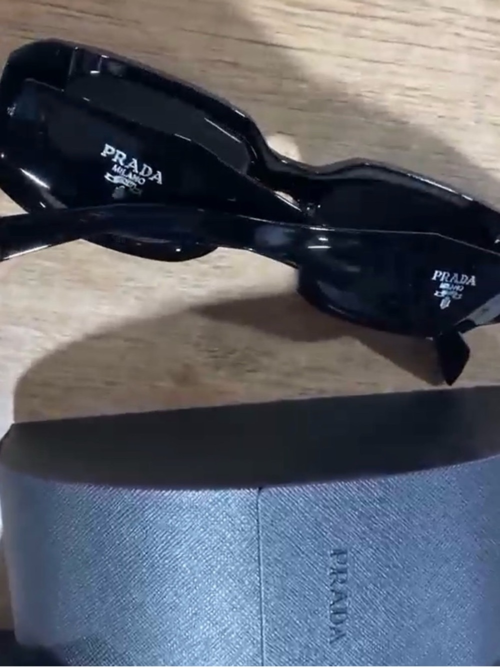 Glossy Black Oval Logo Sunglasses